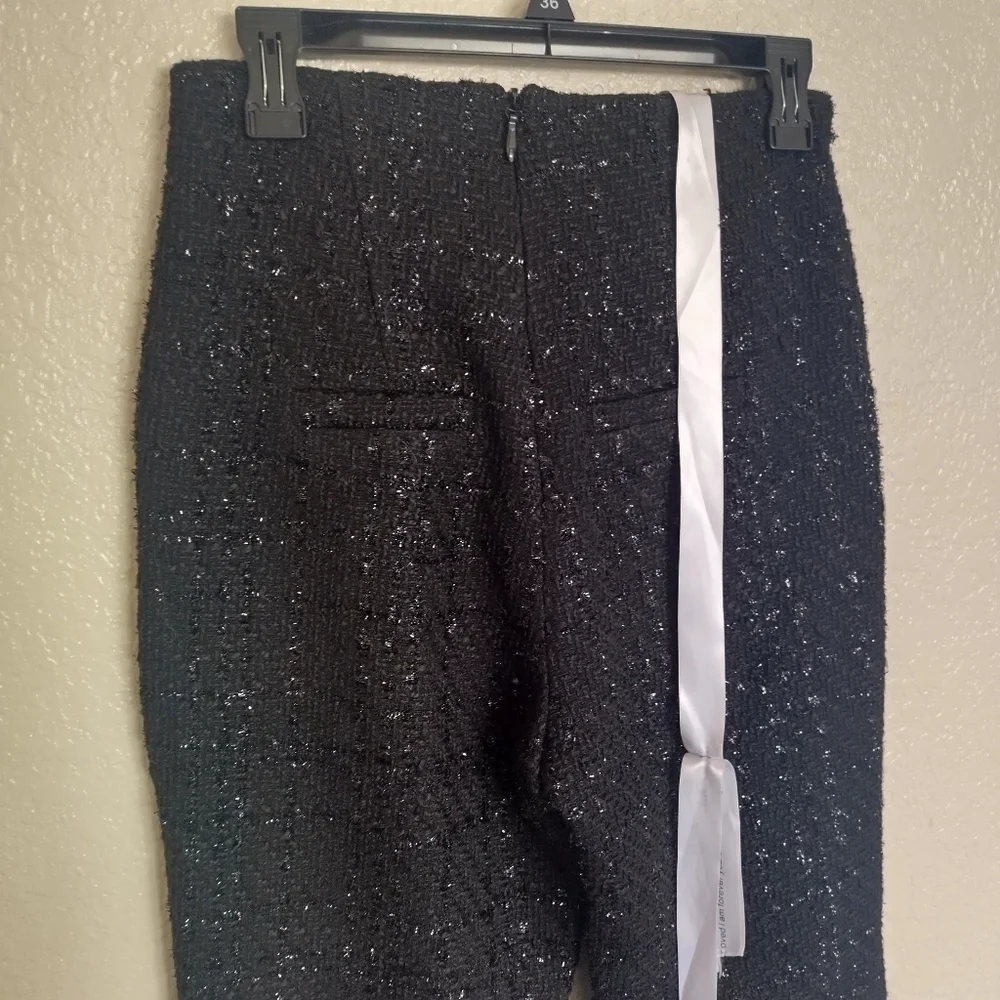 NWT wander doll sequin tweed black straight trousers sz 10
